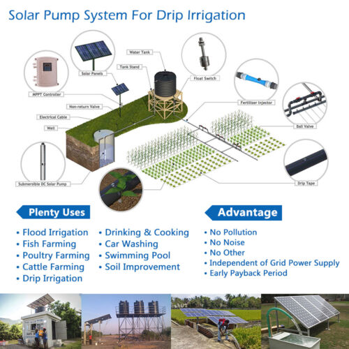 3" DC Deep Well Solar Water Pump 48V 600W Bore Hole Submersible MPPT Controller 