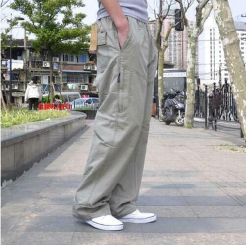 Sz S-6XL Cargo Mens Trousers Cotton Work Casual Overalls Baggy Loose Long Pants 