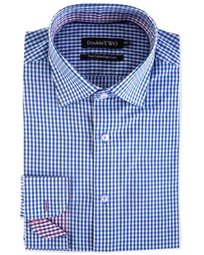 Men/'s Double Two Mini Check Formal,100/% Cotton-Long Sleeve GS3832 to 21/" collar