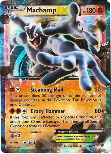 37//98 Rare Holo ex Pokemon Ancient Origins Machamp-EX
