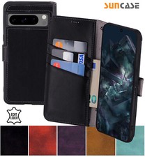Suncase® Hülle Leder Book Style Handy Tasche Klapp Case für Google Pixel 8 Pro