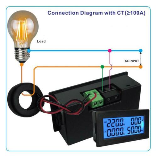 Digital Panel Meter AC Voltmeter Frequency Volt Amp Power Energy Meter 60~500V C