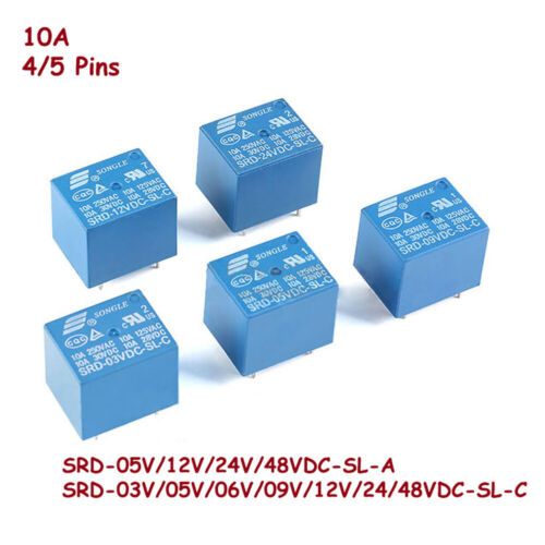 SL-C Power Relay PCB SPDT 4/5 Pins T73 10A SRD-03V 05V 06 09V 12V 24 48VDC-SL-A 