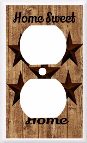RUSTIC BARN STAR HOME SWEET HOME  BROWN TONES  LIGHT SWITCH COVER PLATE