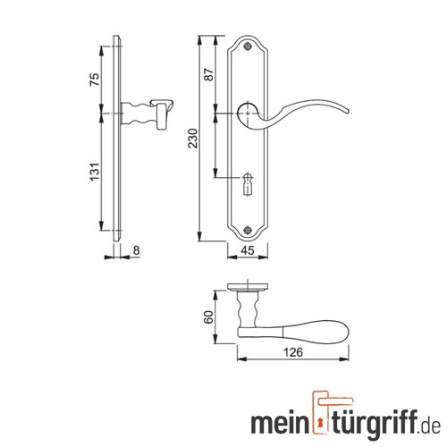 Hoppe Potsdam Türgriff BB Messing poliert F71 M112PL//310P Türdrücker Türbeschlag