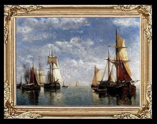 Dollhouse Art Picture Miniature 1:12 Scale Ships At Sea Handmade A5151