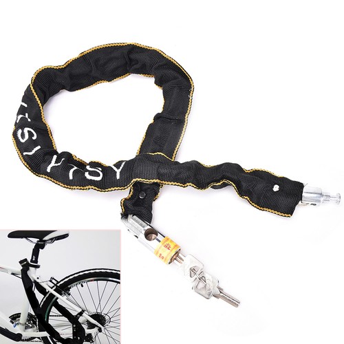 Motorbike Scooter Bike Chain Pad Lock Security Iron Chain Inside 2Keys 100cm、