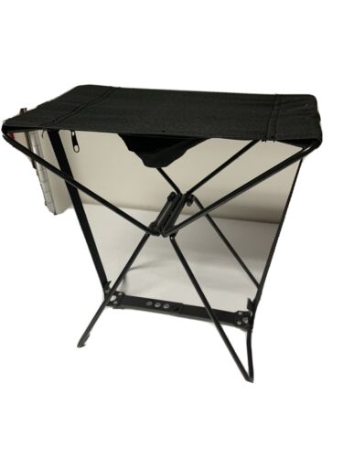 BLACK METAL FOLDING POCKET CHAIR INDOOR OUTDOOR USE UP TO 250LBS BEACH CAMP SEAT