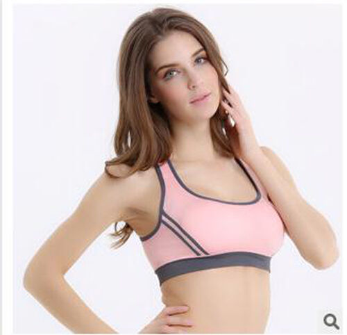 Lady Yoga Fitness Stretch Workout Tank Top Seamless Racerback Padded Sports Bra