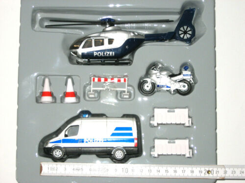 DICKIE Police Set of 3 freewheel DICKIE Polizei Set Fahrzeuge// Hubschrauber
