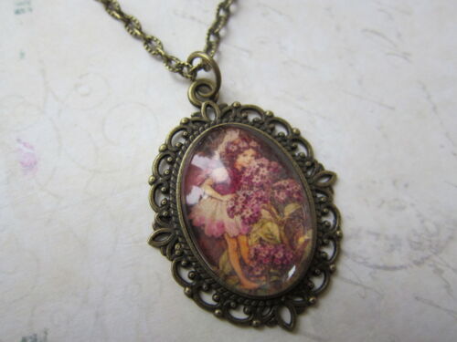 Stunning Vintage Look Bronze Plated Fairy Girl Cameo Necklace New in Gift Bag