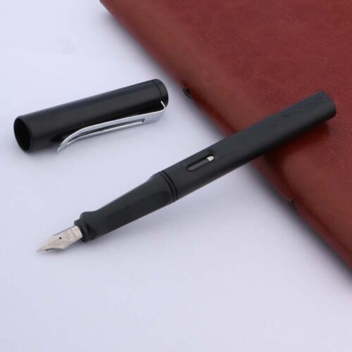 JINHAO 599 MATTE BLACK NEW plastic pen silver STUDENT F NIB Fountain Pen 