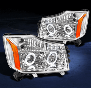HALO LED PROJECTOR HEADLIGHT LAMP CHROME FOR 2004-2014 TITAN//2004-2007 ARMADA