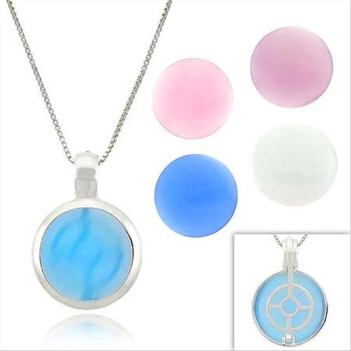 Argent 925 interchangeables Ronde Oeil Chats Pendentif Set 18/"