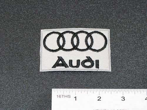 MADE IN USA AUDI RINGS LOGO SYMBOL BADGE CAR BIKER FORMULA RACING GRAY PATCH