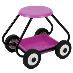 PINK BULLBARROW GARDEN SCOOT GARDEN SEAT ON WHEELS CHAIR TROLLEY WEEDING EDGES