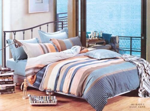 Quilt Cover Duvet Cover With Pillow Cases & Fitted Sheet Cotton Bedding Set 