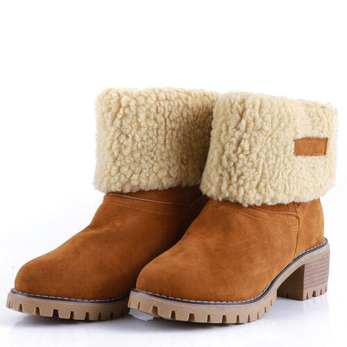 Fashion Women/'s Boots Winter Warm Snow Boots Thicken Fur Scrub Suede Shoes LG