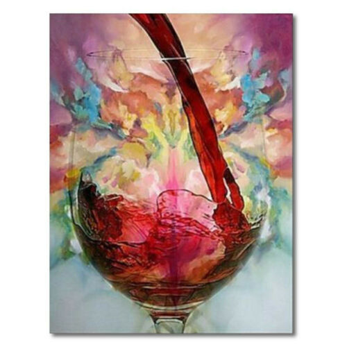 Abstract Red Wine Glass Oil Painting Canvas Print Wall Art Cafe Bar Home Decor