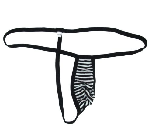 K203 C String Thong FUN Tiny Pouch Cannot Covered Cotton Striped 