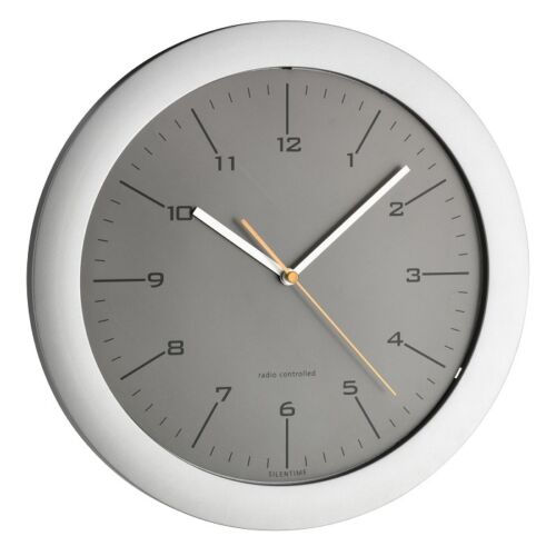 305 Mm O Silber Design Wand Uhr Funkuhr Besonders Leise Grau