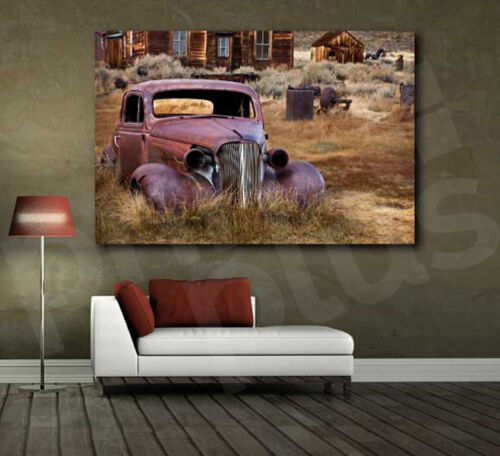 Abandoned Rusted Old Car Hot Rod Canvas Art Poster Print Home Wall Decor 