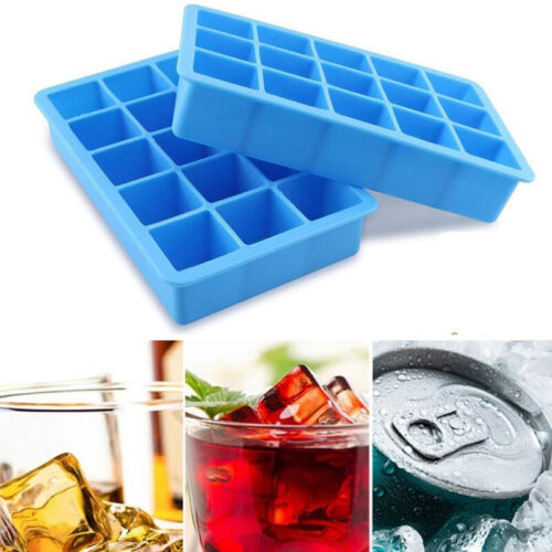 2xSilikon Eiswürfelform Eiswürfel Form Eiswürfelbehälter Ice Tray Eiskugeln Blau