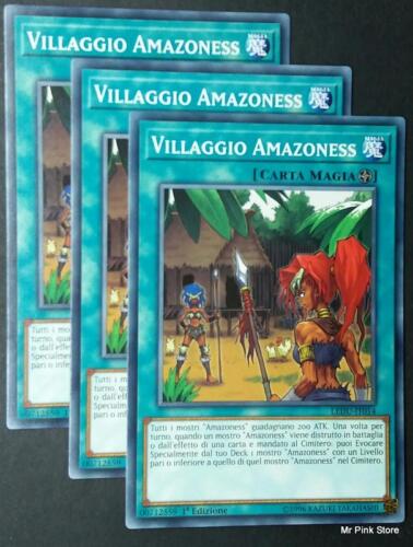 Set 3 Carte VILLAGGIO AMAZONESS LEDU-IT014 Comune in Italiano YUGIOH