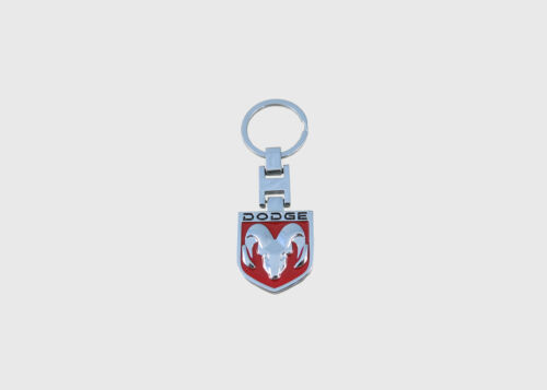 Metall-Schlüsselanhänger rot//silber mit Dodge Emblem