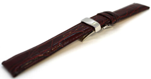 HEKTOR Uhrenarmband mit Butterfly Faltschließe Leder rot braun 20mm