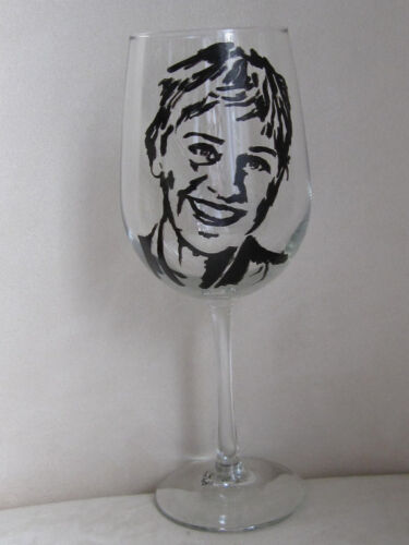 Hand Painted Libbey Clear Wine Glass ELLEN DEGENERES