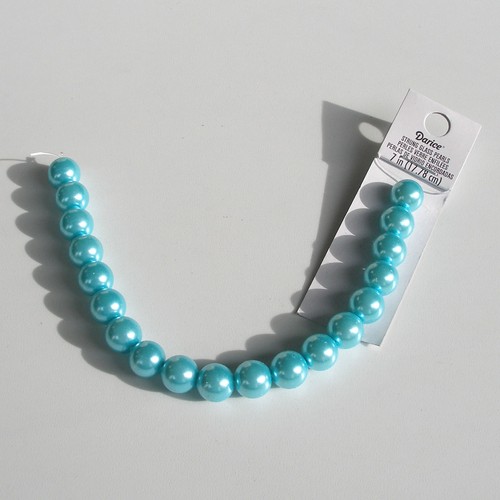 ~20 pieces *** CLEARANCE *** Turquoise Pearl Glass Beads 10mm 7/" Strand