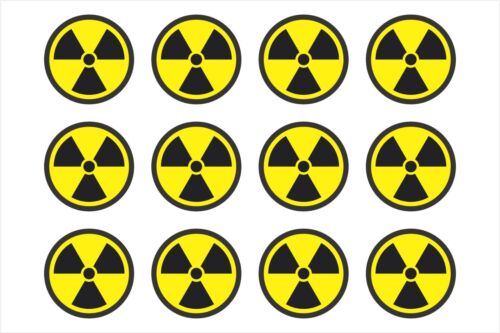 Window Bumper Sticker HS5060 Radiation Radioactive Nuclear Symbol Sheet of 12