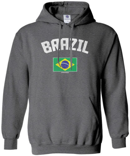 Threadrock Men's Brazil Brazilian Flag Hoodie Sweatshirt Brasil Pride 
