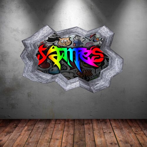 Details about  / FULL COLOR PERSONALIZED 3D GRAFFITI NAME CRACKED WALL ART STICKERS MURAL WSD134