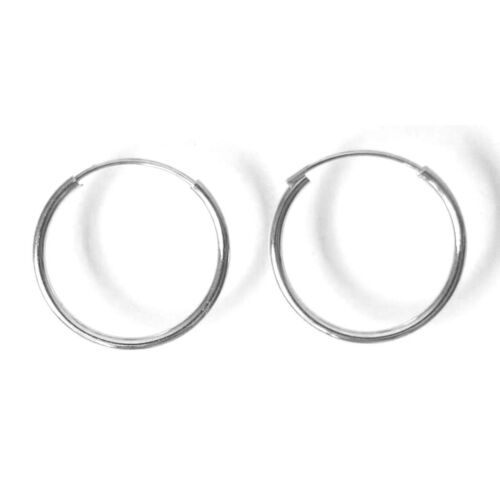 14K Solid or Blanc Endless Hoop Earring E809-50 5//8/" W: 1.25 mm par 16 mm