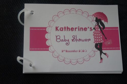 Personalised Baby Shower Guest Book Mum To Be Bump Theme 10//20  pages