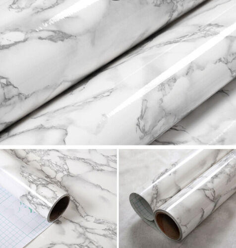 White Marble Grains Vinyl Wrap Sticker For Car Table Furniture Laptop Mobile