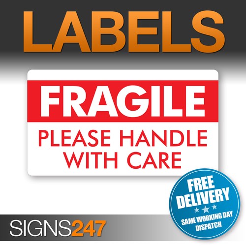 FRAGILE STICKERS Self-Adhesive Labels Please Handle with Care