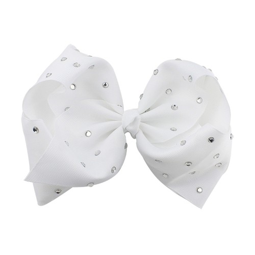 8 Inch Large Girls Hair Bows Rhinestone Grosgrain Ribbon Knot Large With Clip