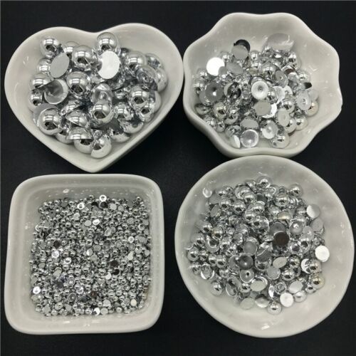 3 4 6 8 10 12mm ABS Half Round Pearl Bead Flat Back Scrapbook Beads For Jewelry 