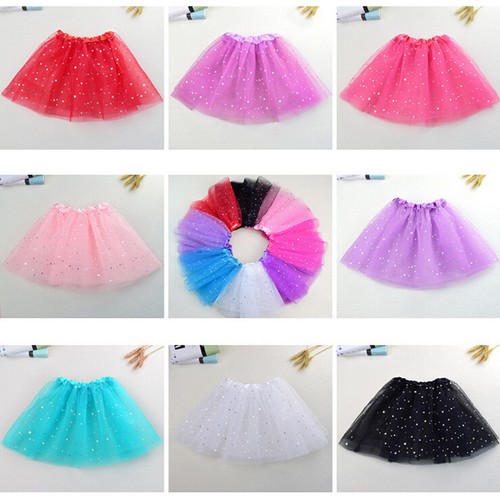 US Women Girls Dancewear Tulle Sequin Princess Tutu Mini Skirt Dance Pettiskirt