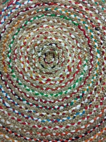4 Indian Handmade Jute Round Floor Rug Chindi Yoga Mat 3 5' Carpet Decor Throw 