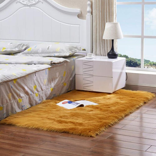 Details about  / Fluffy Faux Fur Sheepskin Area Rug Non Slip Bedroom Floor Carpet Rug Mat Plush