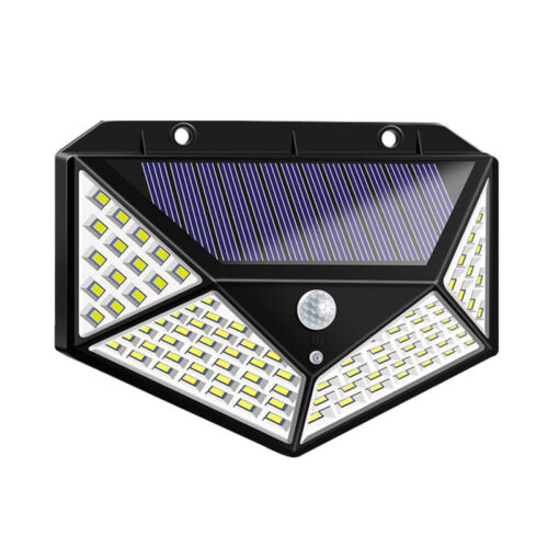 100 LED Solar Wandleuchte mit PIR Bewegungsmelder IP65 Außen Garten Licht Lampe 