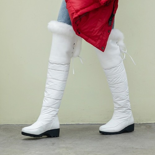 Weiß 2020 Winterstiefel Warm Stiefeletten 43 Pelz Damenschuhe Flach Outdoor Ski
