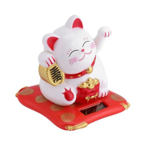 Solar Powered Waving Paw Welcome Fortune Cat Lucky Car Decoration 