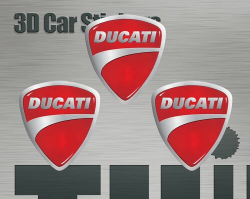 Ducati Logo Emblem Decal 3x Stickers 25x27 3d effect for Tank or Helmet