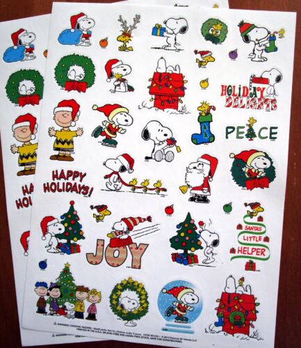 SALE NEW Peanuts Snoopy Woodstock Charlie Brown Christmas 68 Acid Free Stickers 