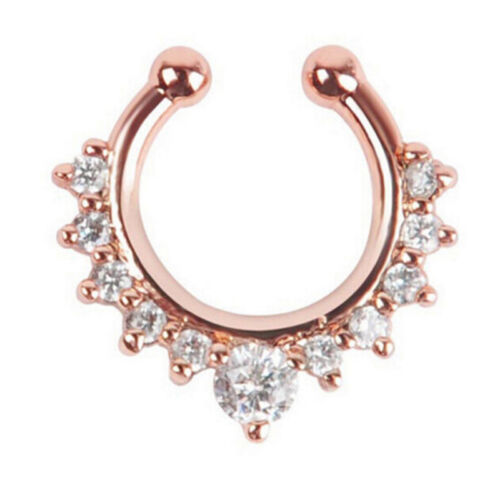 C Type Fake Nose Ring Body Fake Piercing Crystal Rhinestone Nose Ring Jewelry LG 